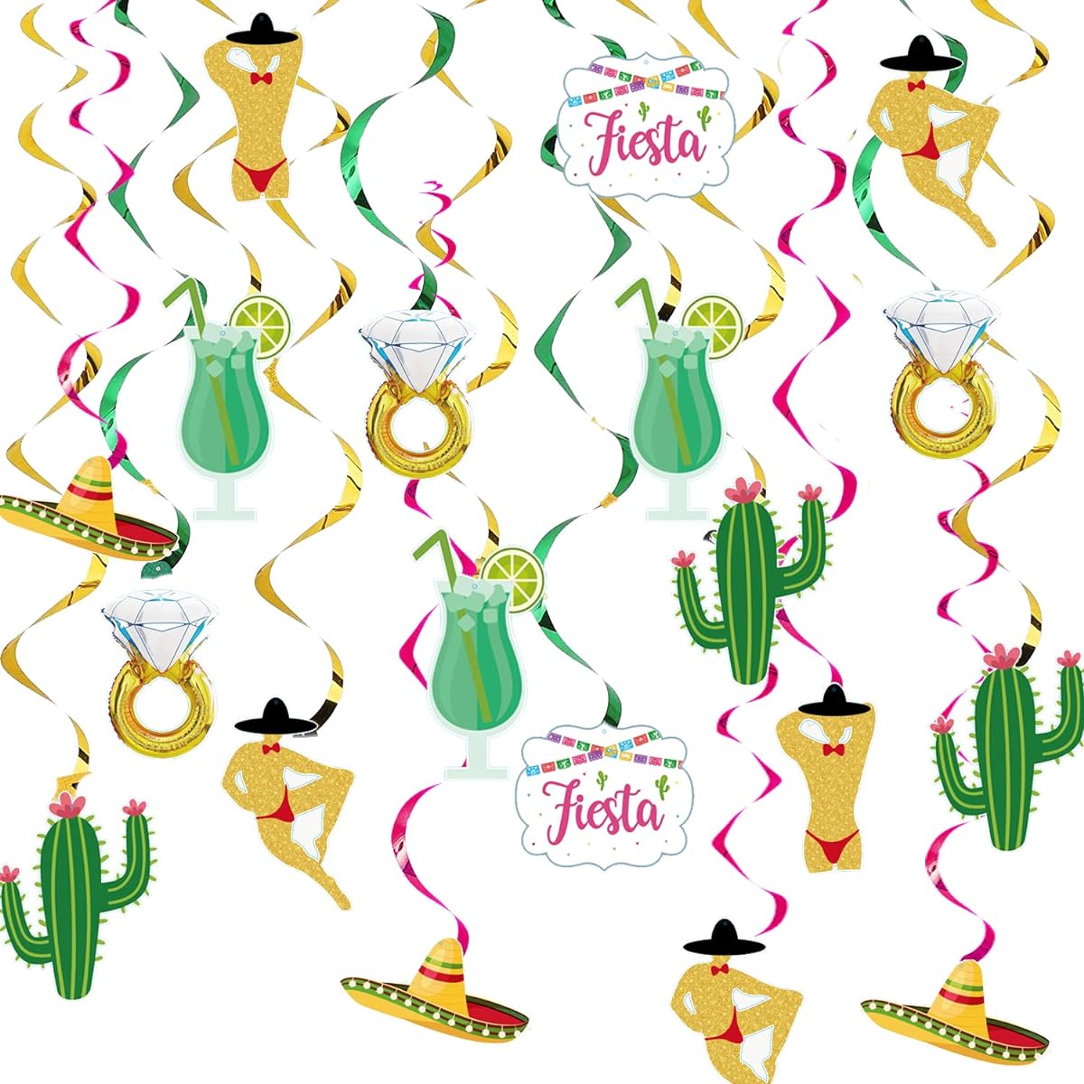 Final Fiesta Bachelorette Party Decorations Mexican Fiesta Theme Party Decoration Bridal Shower Cactus Man Bridal Ring Hanging Swirl Mexican Bachelorette Decorations Bride-to-be Decorations