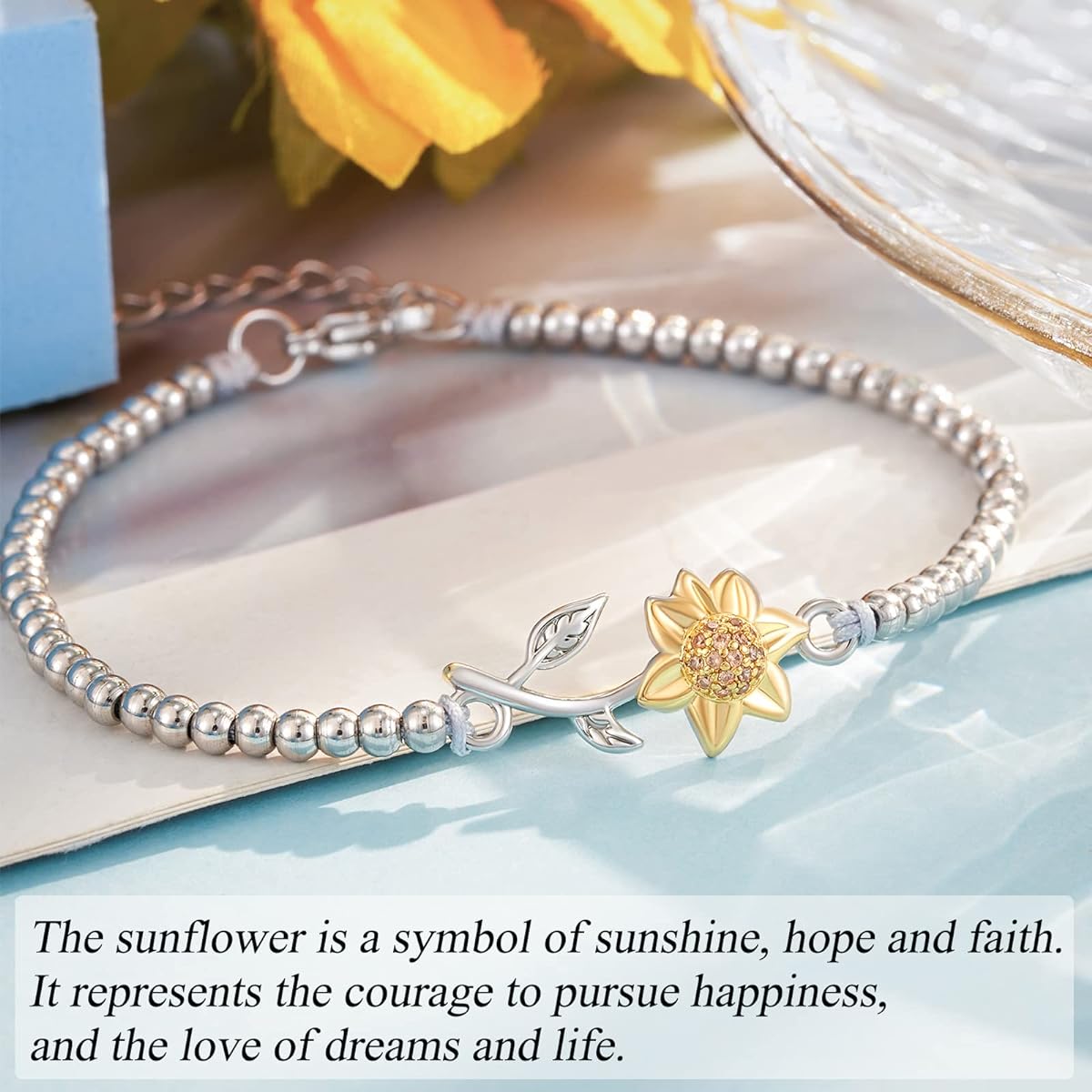 Tarsus Sunflower Gifts for Women, Teens and Girls, Sunflower Bracelet for Women
