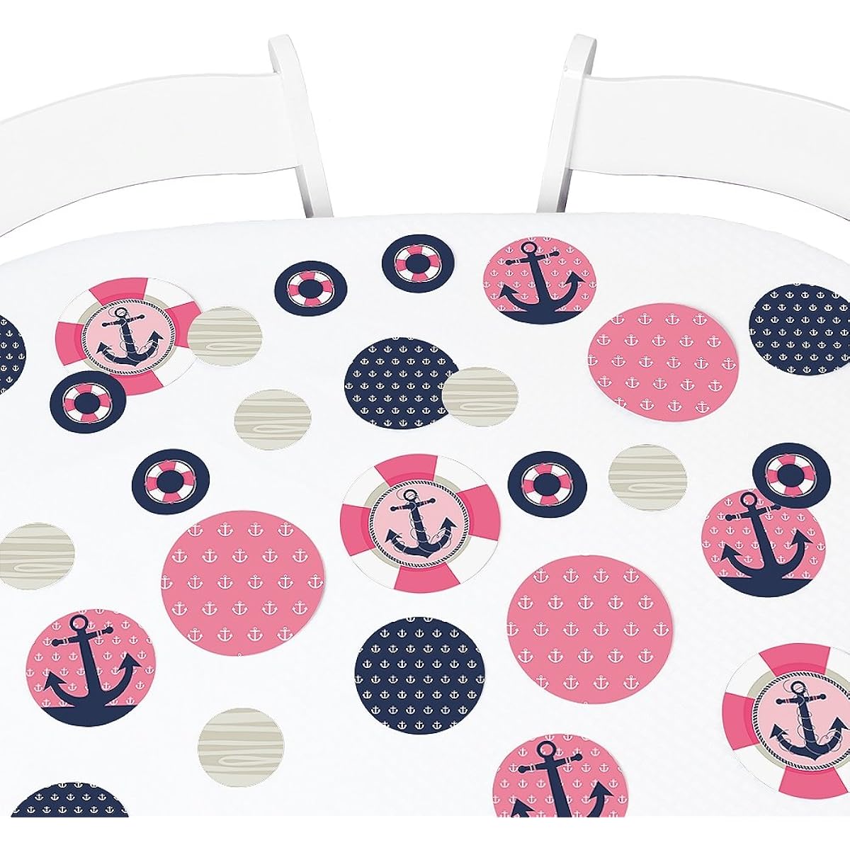 Big Dot of Happiness Ahoy - Nautical Girl - Baby Shower or Birthday Party Giant Circle Confetti - Party Decorations - 27 Large Confetti