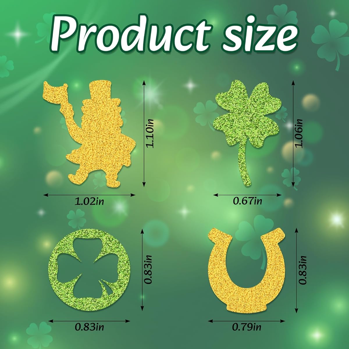 Threetols 200pcs St. Patrick's Day Confetti for Tables Gold Green Sequins Lucky Clover Home Decor Irish Elf Shamrock Horseshoe Crafts Table Decor Confetti Irish Holiday Table Decor