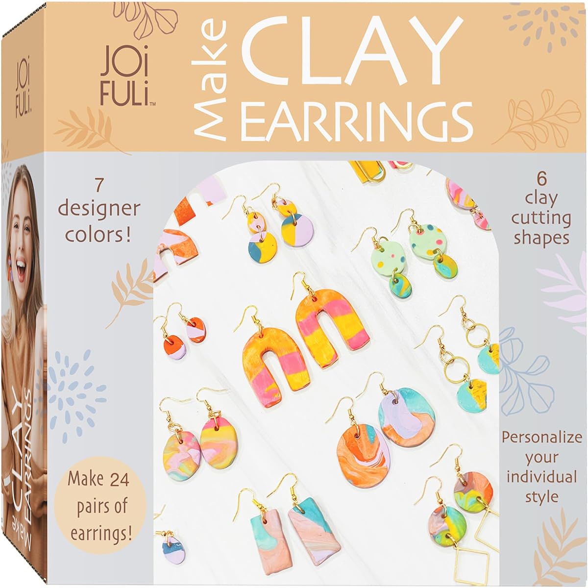 JOiFULi 132 Piece DIY Friendship Craft Set for Teens Ages 12+ Great Gift Beautiful Polymer Clay Earrings Jewelry Craft Making Set