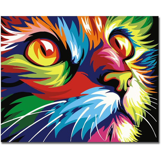 BOSHUN Paint by Number Kit Acrylic Pigment Brush Colorful Tiger 16 x 20 Inch (Unframed) Wooden Framed 1703310093