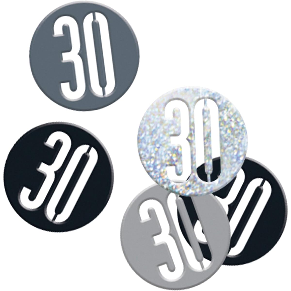 Black And Silver Age 30 Confetti