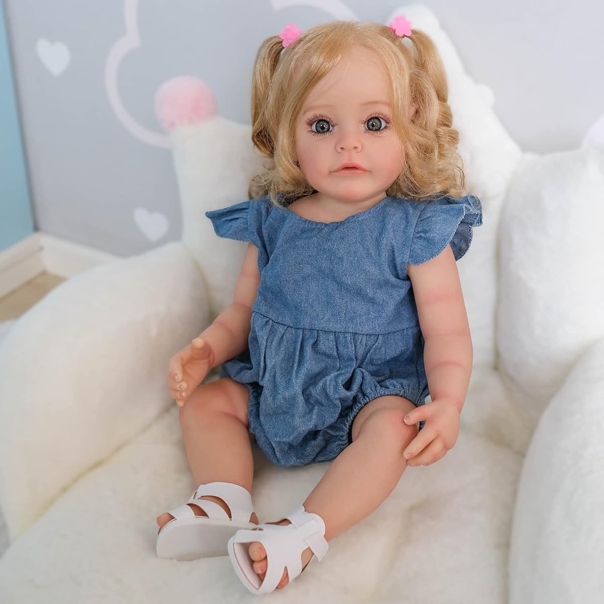 iCradle Real Life Reborn Baby Doll Girl 55cm Full Body Silicone Realistic Lifelike Newborn Baby Doll Toddler Doll Age 3+
