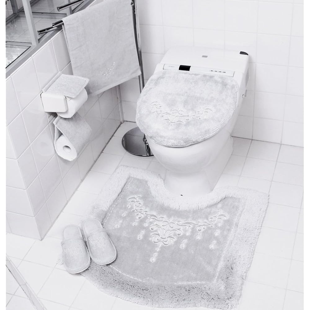 Senko NYNAS Shanti Toilet Lid Cover, Silver Gray, Multi-type with Adsorption Sheet, Rhinestones Included 17797