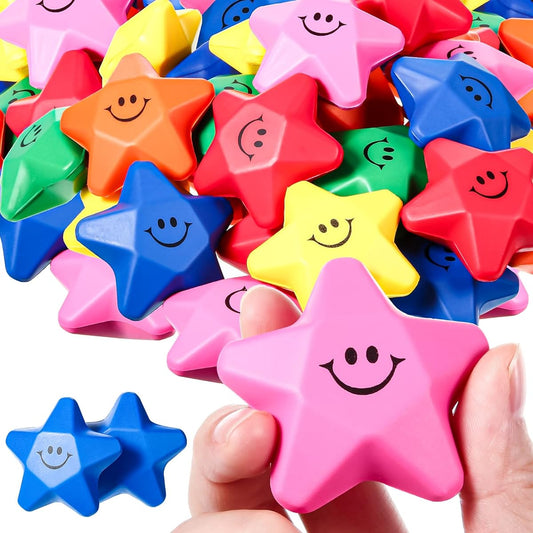 36 Pieces Star Stress Balls Star Mini Foam Balls Stress Relief Balls Star Stress Relief Toys for Teens Adults Students Bag Fillers (Smile)