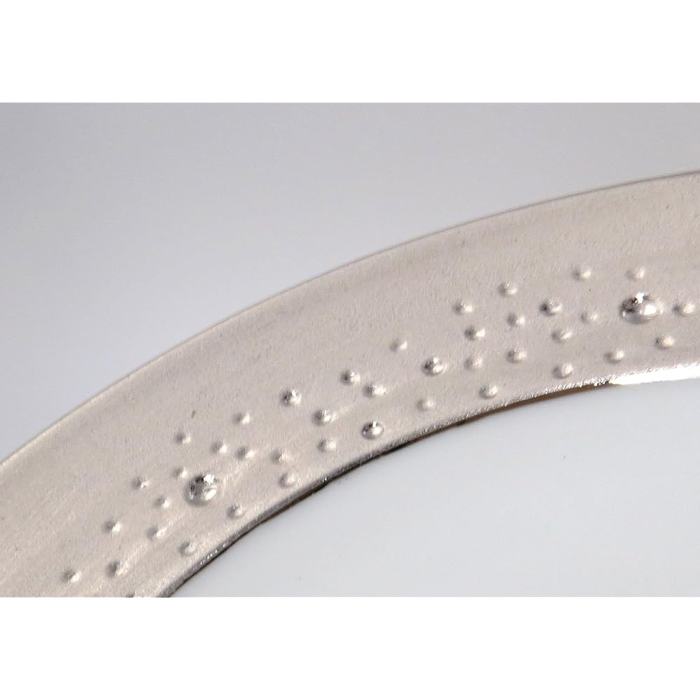 Arita ware, Tokuyuki kiln, silver-wrapped polka dot carving, 7-inch rim plate 03114