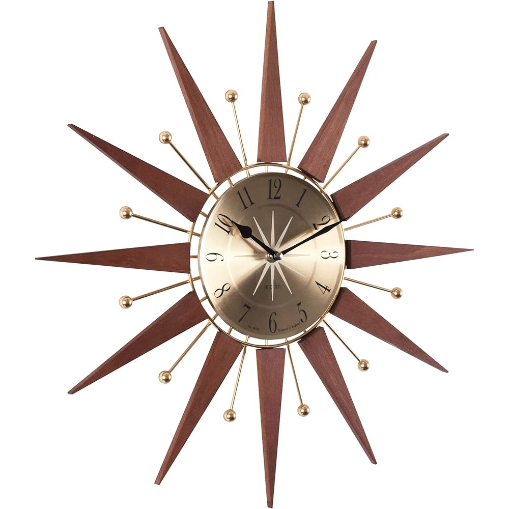 Acctim 29506 Brass & Walnut Walcott Retro Style Wall Clock