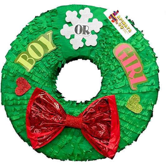 APINATA4U Christmas Wreath Gender Reveal Pinata for Boys and Girls