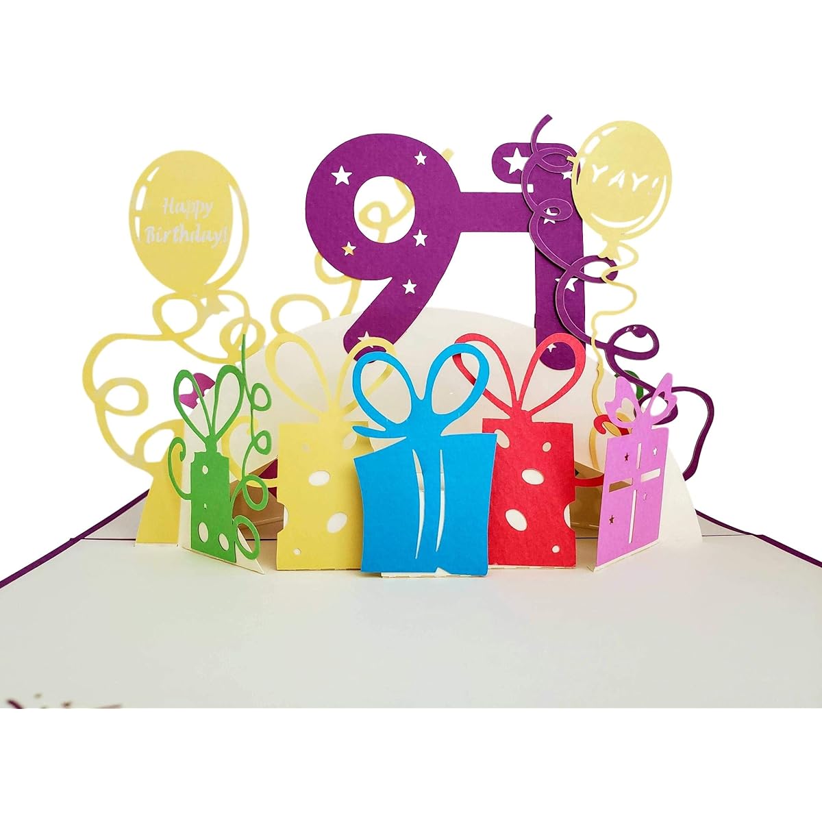 iGifts And Cards Happy 91st Birthday 3D Pop Up Greeting Card 90-one Awesome Balloon Unique Celebration Cool Feliz Cumpleaños