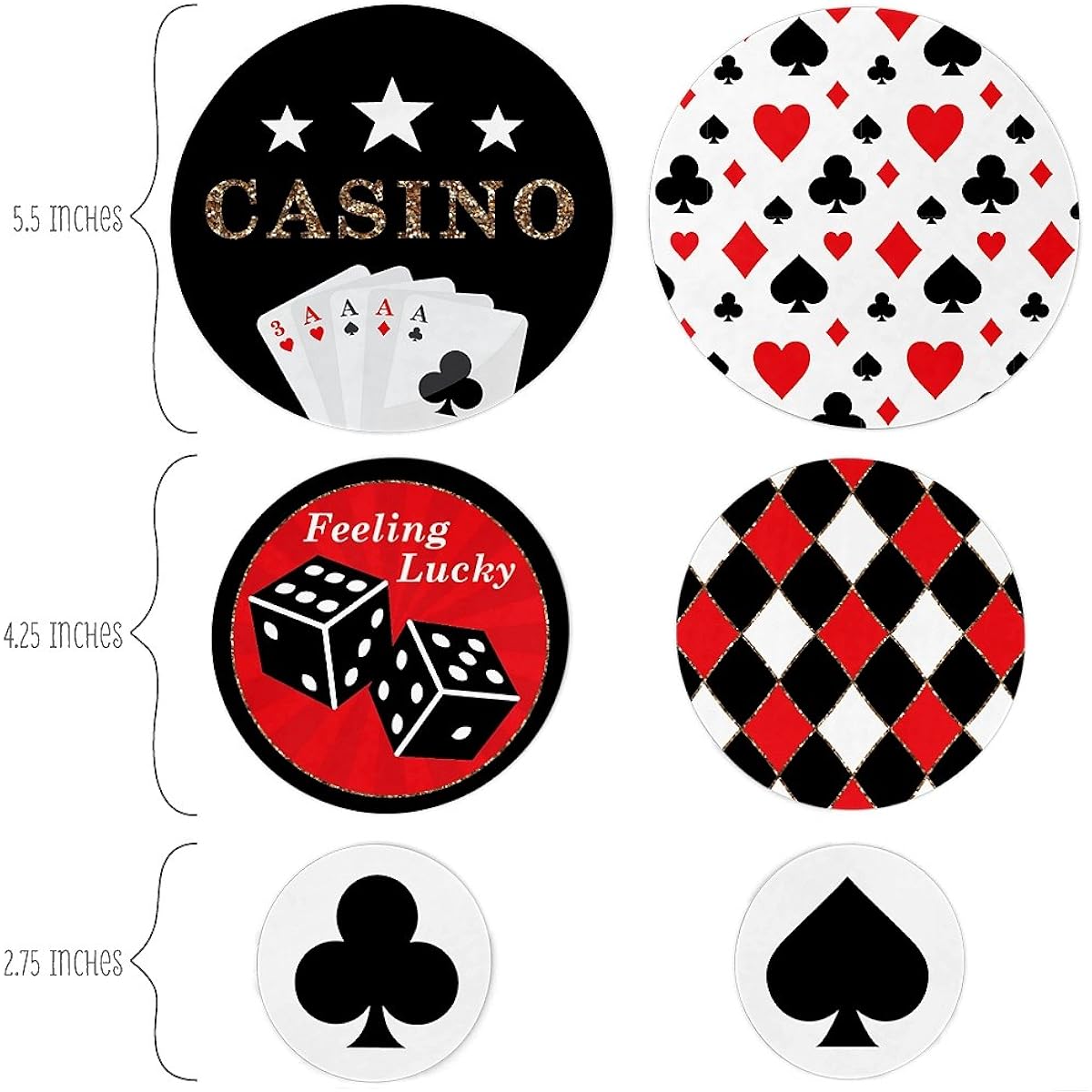 Big Dot of Happiness Las Vegas - Casino Party Giant Circle Confetti - Party Decorations - 27 Large Confetti