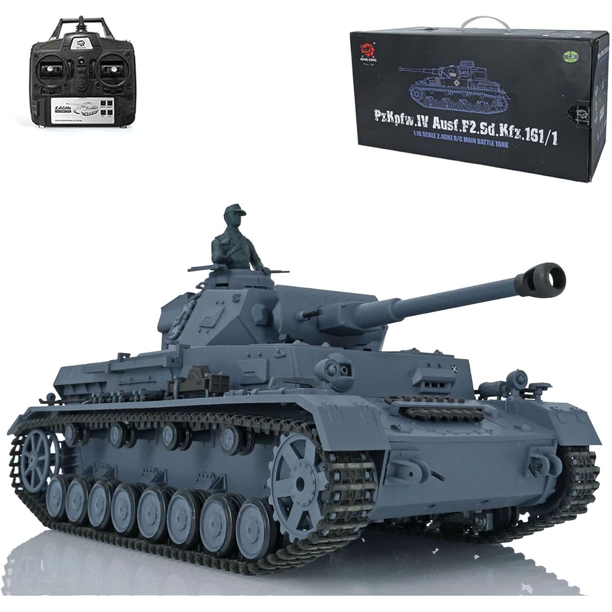 wheelfun Henglong RC Tank 2.4G 1/16 7.0 Plastic German Panzer Iv F2 RTR Tank Model 3859 Infrared Combat 340° Rotating Turret