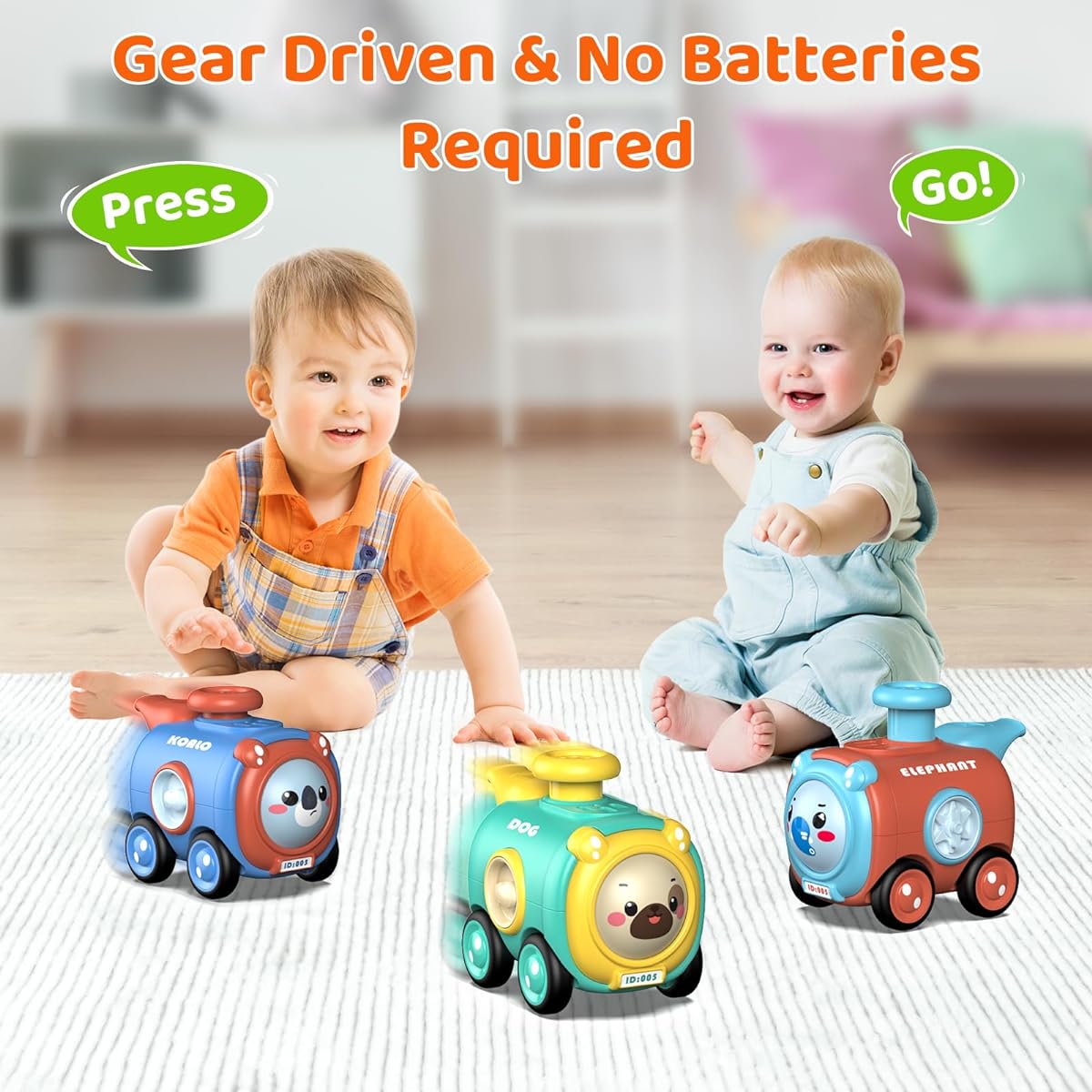 Jiauny Car Toys for 1 2 3 Year Old Boys Press and Go Animal Train Toys Toddler 1-3 Years Old Baby Toys Birthday Gifts 12-18 Months Pre-Kindergarten Gifts