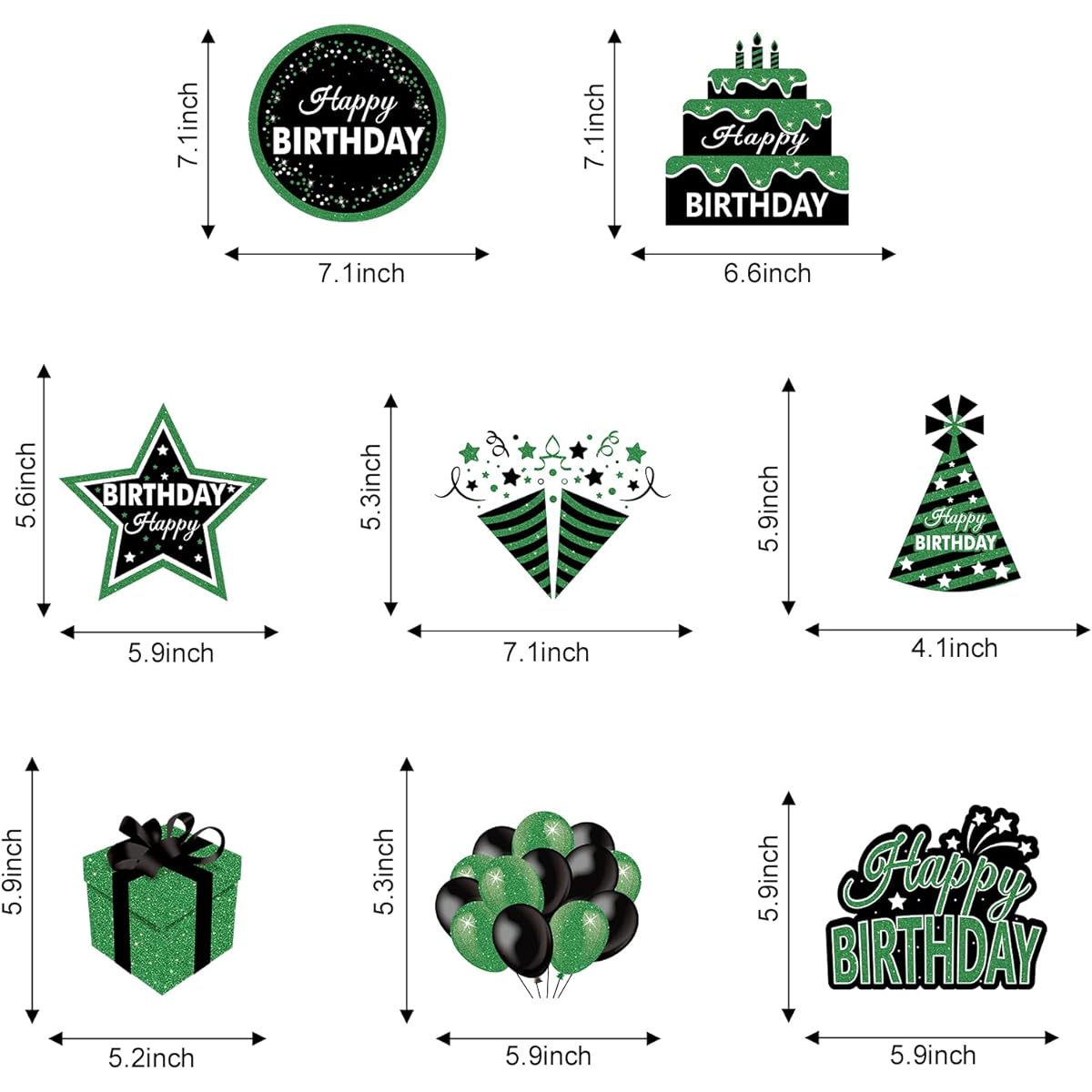 Green Birthday Hanging Swirl Decorations for Women Men 16 Pieces Black & Green Happy Birthday Foil Swirl Party Supplies for 10 Years 16 Years 18 Years 21 Years 30 Years 40 Years 50 Years 60 Years Birthday Green Theme Swirl Ceiling Decor