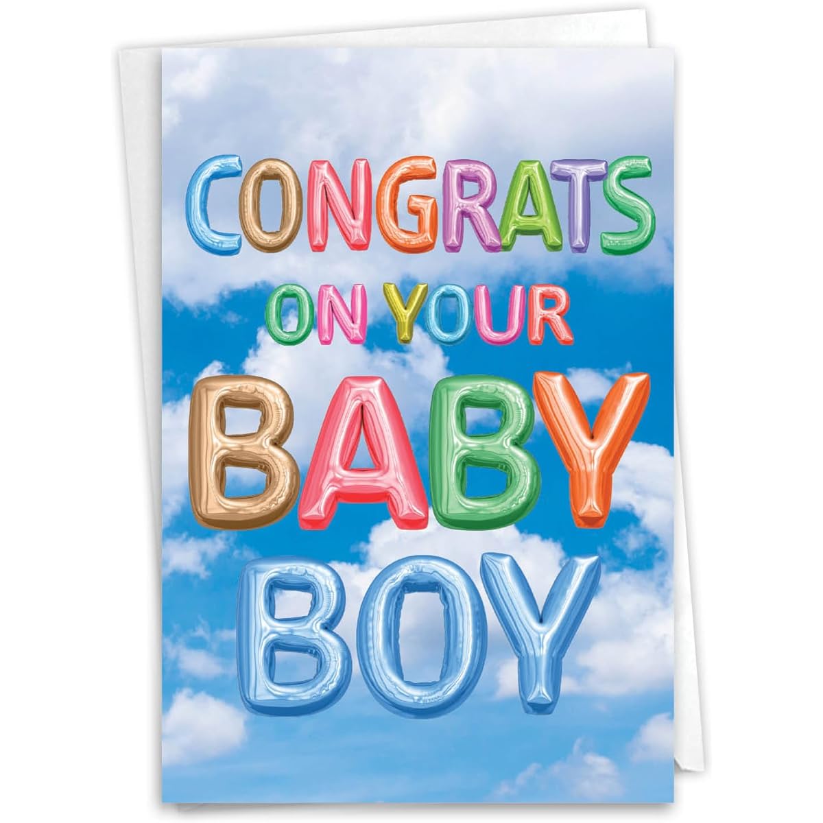 The Best Card Company - Newborn Baby Boy Greeting Card - Congratulations to Parents Notecard with Envelope (Not 3D or Raised) - Raised Message Baby Boy C5651KBBG