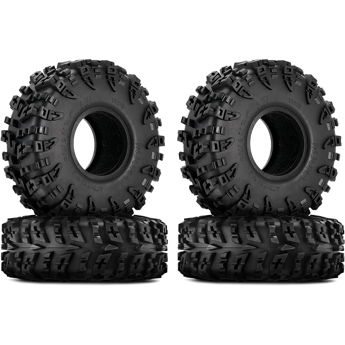INJORA 1.9" Swamp Claw Tire - Mud Terrain Wheel Tires for FCX10 1/10 RC Crawler Car Upgrade 120*42mm (T1919)