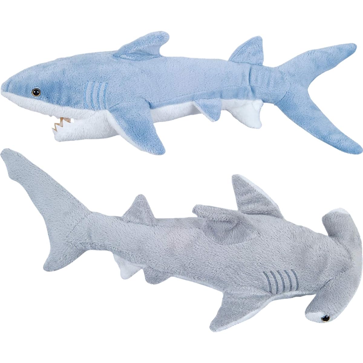 Bedwina Shark Stuffed Animal - Large 14" Mako & 13" Hammerhead Stuffed Shark Plush Toy Stuffed Animal Animal Toy for Babies Toddlers Kids
