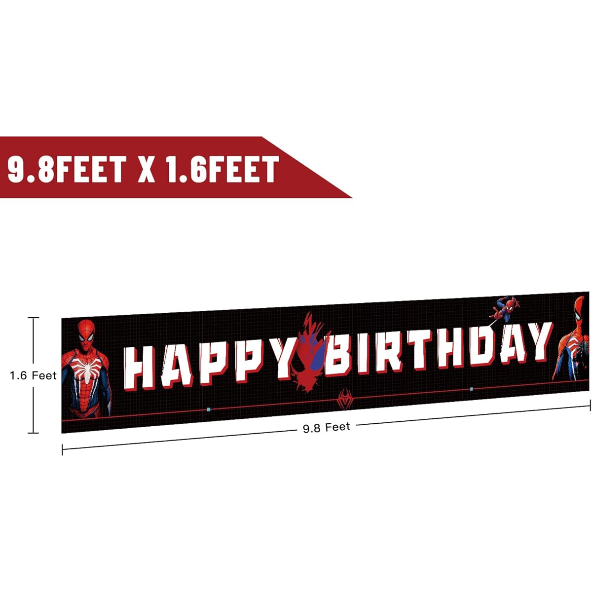 Large Spiderman Birthday Decoration Banner,Spiderman Happy Birthday Banner Sign,Spiderman Birthday Party Decorations Supplies(10x1ft)