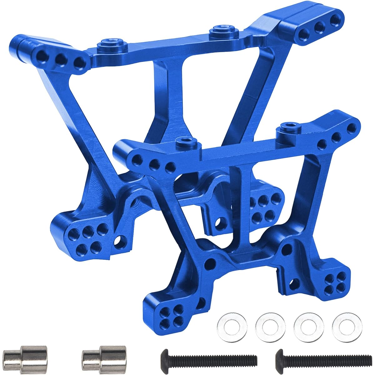 Vgoohobby Aluminum Alloy Front & Rear Shock Tower Upgrade Parts Compatible with 1/10 Traxxas Slash 4x4 4WD RC Car Part #6838 6839 (Blue)