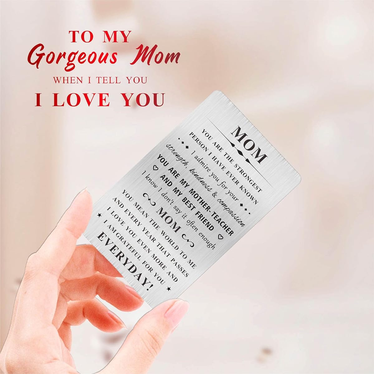 MOQIYXL Mom Christmas Card - You Mean the World to Me - Sentimental Gift for Mom, Birthday, Christmas, Mother's Day