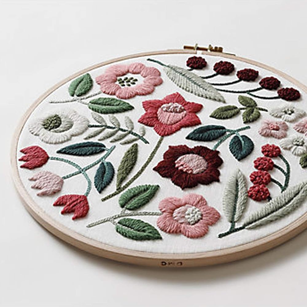 DMC Yumiko Higuchi Embroidery Kit Vol. 3 Wool Stitch Botanical Flower Kit Pink Garden Diameter 25cm DMC-JPT37