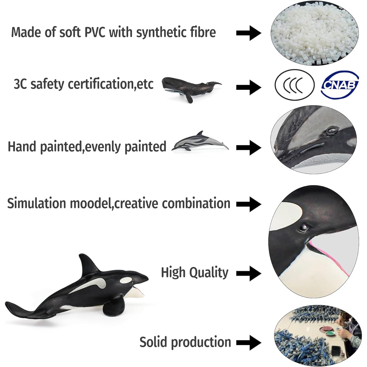 Ocean Marine Animal Figures Toy Playset 12 Pieces Killer Whale Sperm Whale Mini Dolphin Model Toy Desktop Decoration Collection Party Favors for Boys Girls Kids