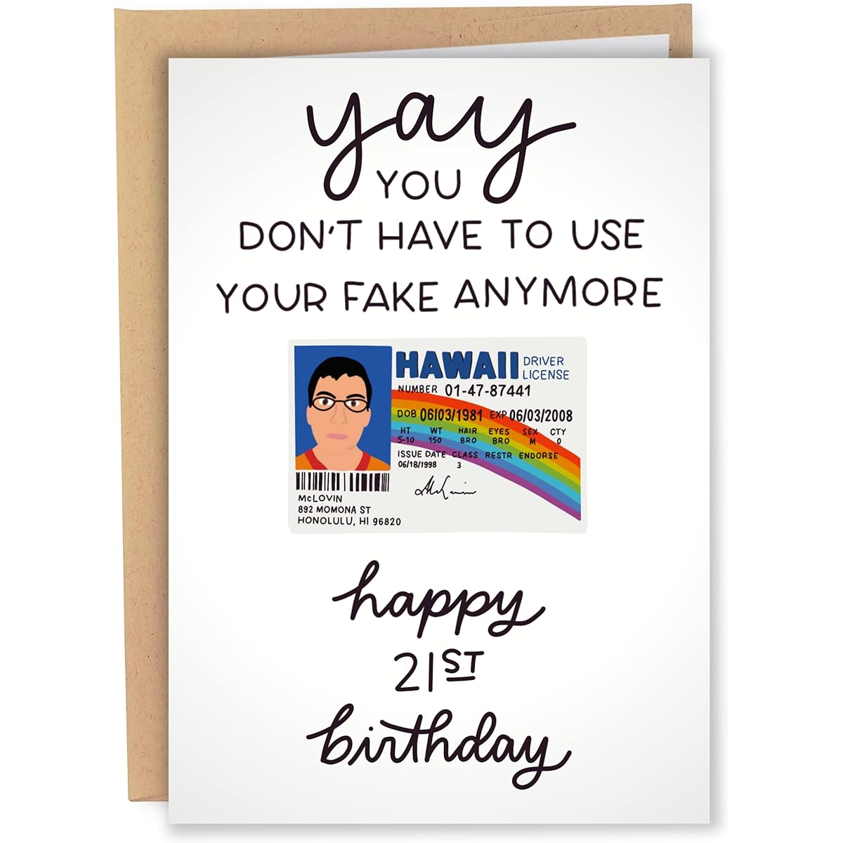 Sleazy Greetings Funny 21st Birthday Card | Fake I.D. 21st Birthday Card | Cards for Best Friend