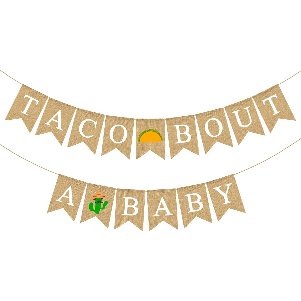 Rainlemon Taco Bout A Baby Banner Jute Burlap Mexican Cactus Baby Shower Fiesta Decorations