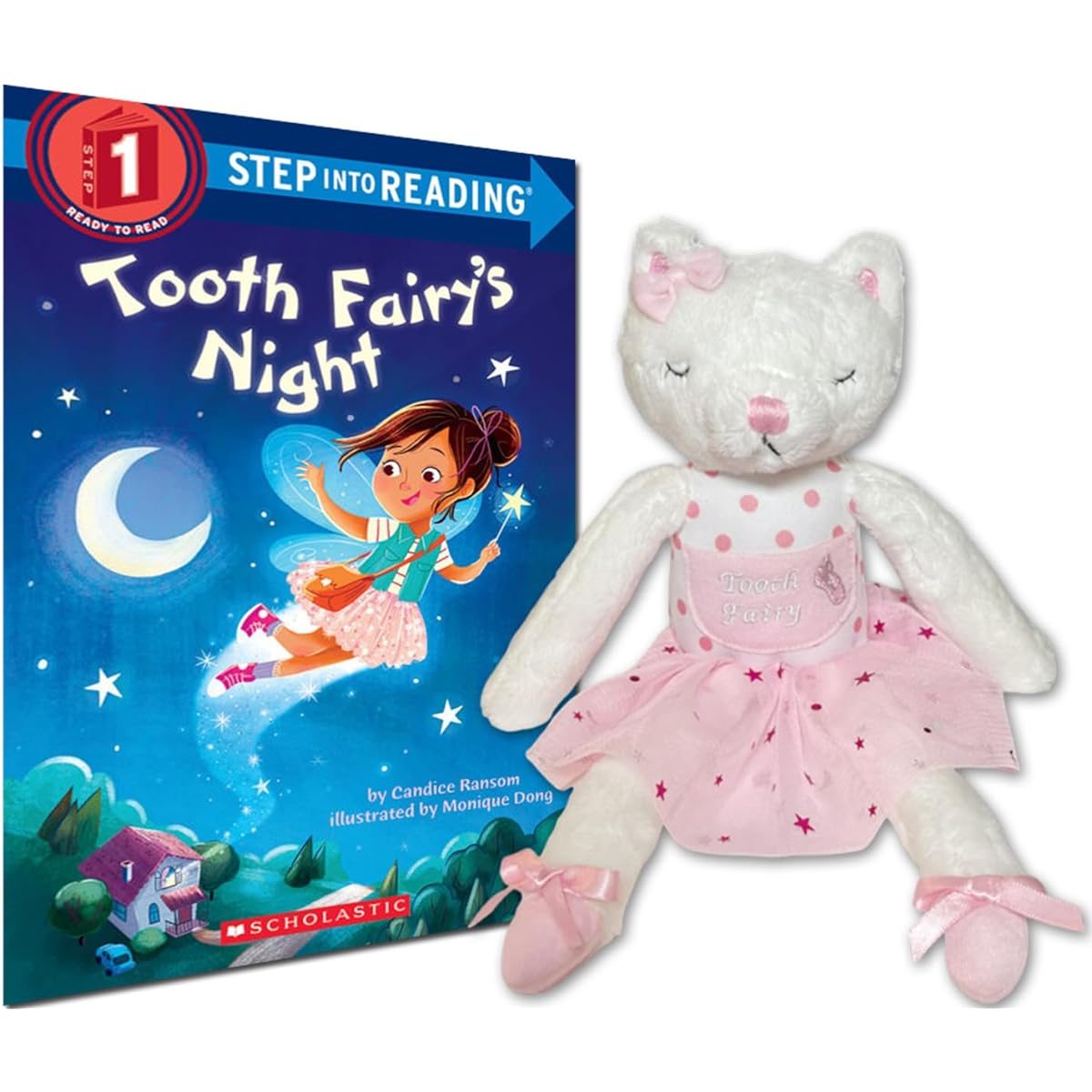 elskandi Katerina Cat Ballerina Tooth Fairy Pillow for Girls Tooth Fairy Gifts Tooth Fairy Doll Tooth Stuffed Animal Tooth Fairy Pillow Girls Keepsake with Tooth Fairy Night Book