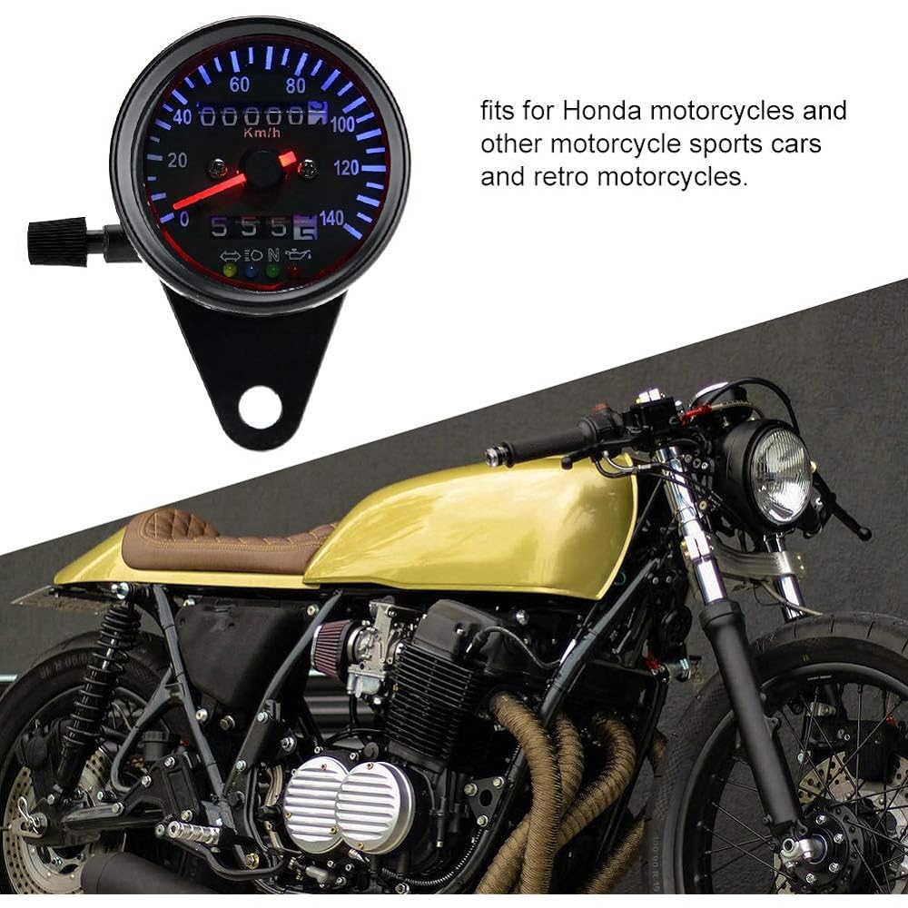 Motorcycle Odometer LED Backlight 12V Motorcycle Dual Tachometer Odometer Gauge Kit Cafe Racer