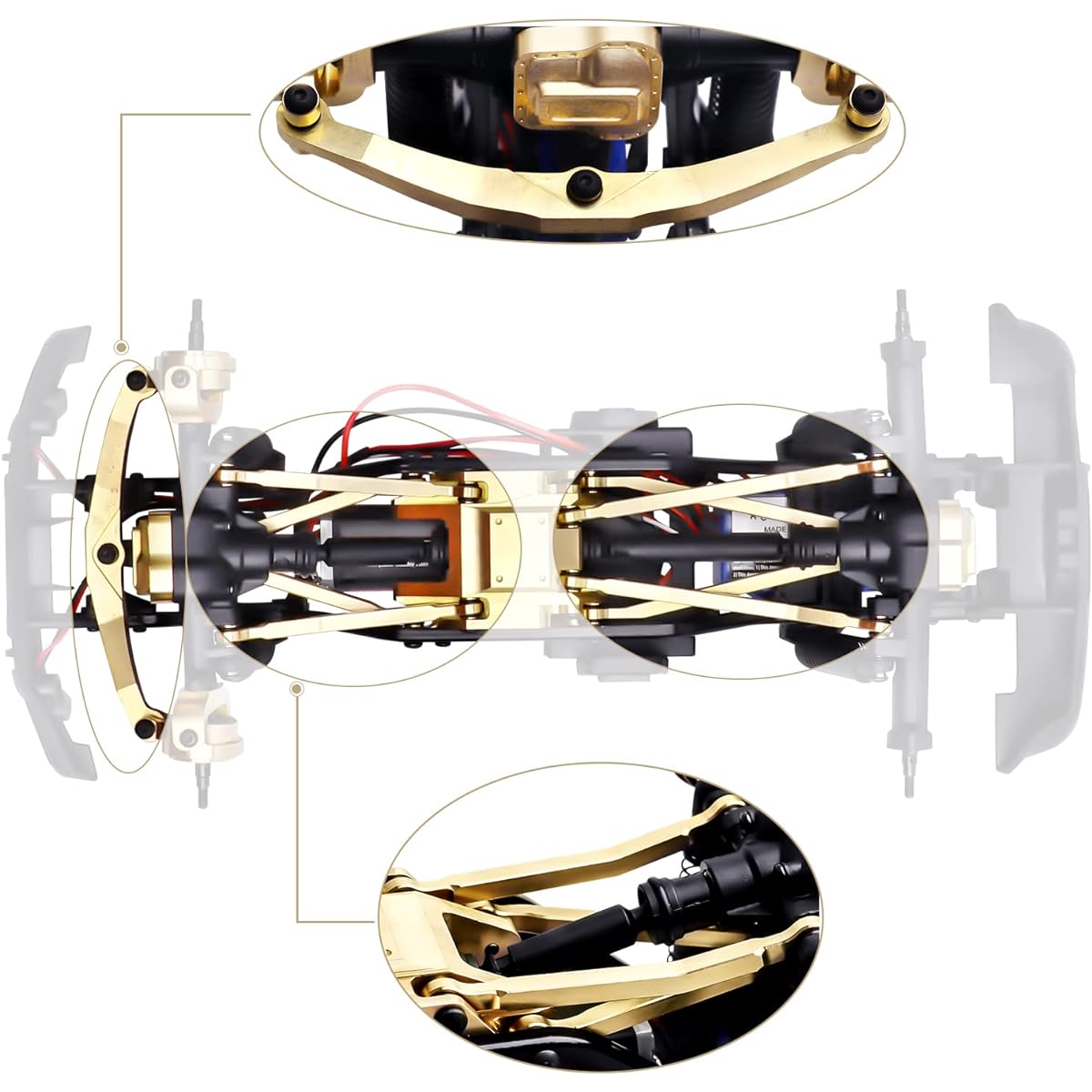 CrazyHobby Brass Link Set High Clearance Link Skid Plate for Traxxas TRX4M Upgrade (Gold)