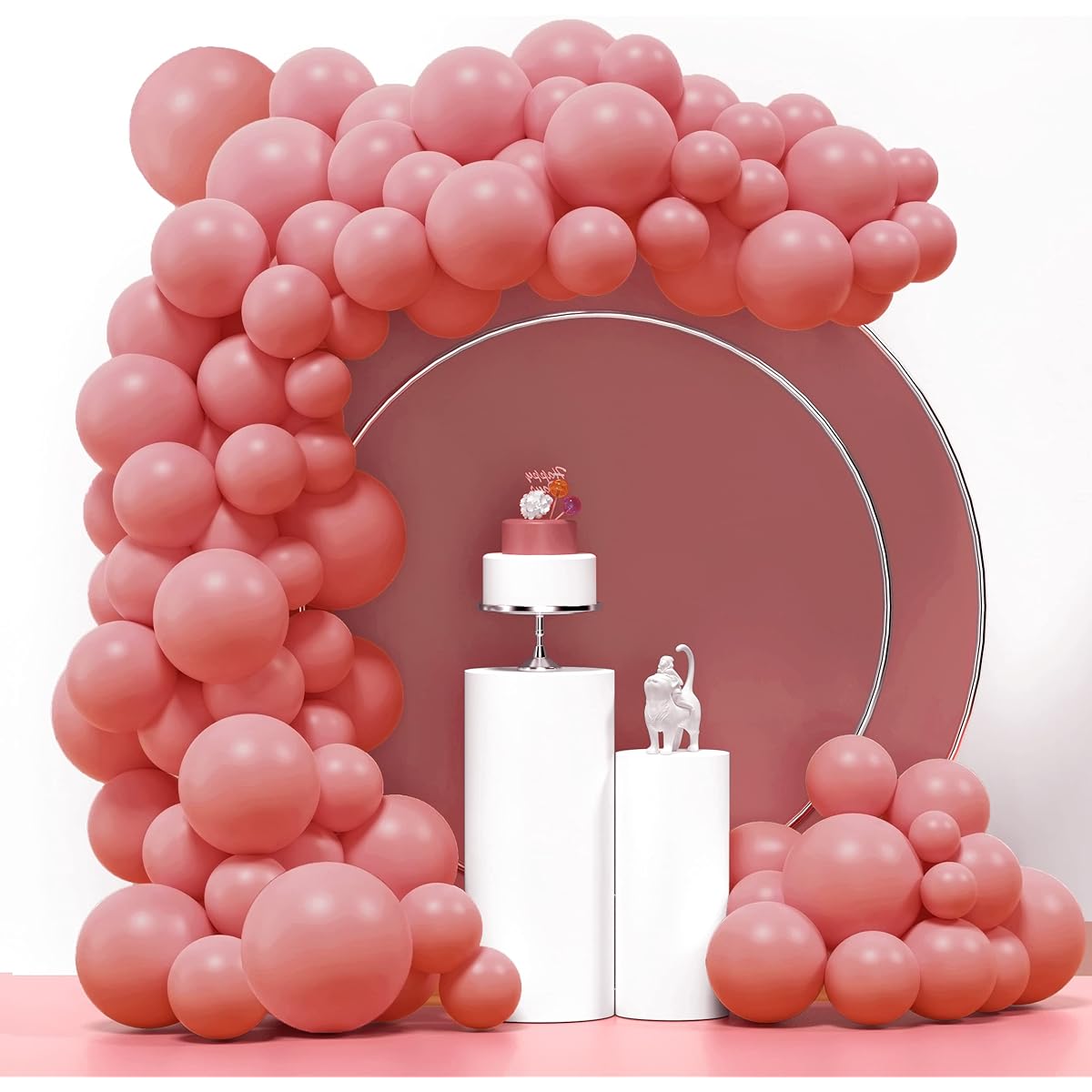 OPATER 105pcs 18"+12"+10"+5" Balloon Garland Arch Kit Matte Balloons for Baby Shower Birthday Party Wedding Anniversary Gender Reveal Party Supplies for Boys Girls Adults Party Holiday Decorations (Dusty Pink)