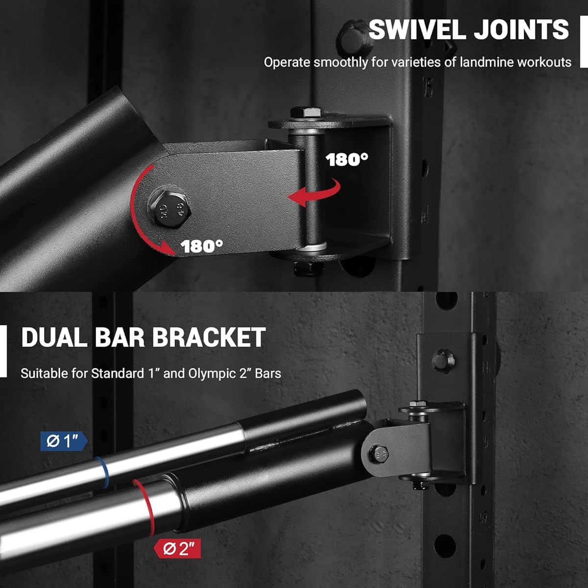 LIONSCOOL Power Rack Mine Attachment - Ultra Durable T-Bar Row Attachment - Perfect for Full Body Training in the Home Gym - Great for Deadlifts/Triceps Workouts - Great for Rotational Workouts