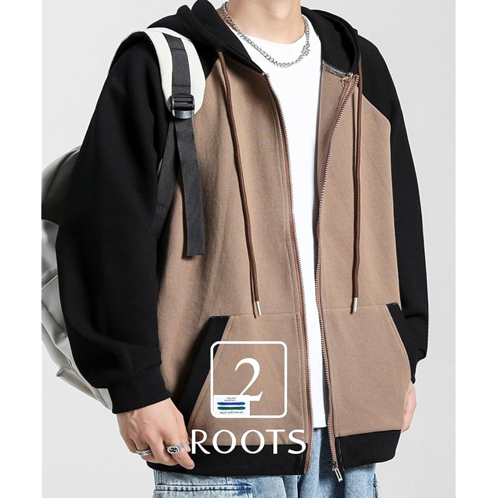 [Second Roots] Men's Parka, Bicolor, Zip-up, Hood, Casual, Sweatshirt, Jersey, Outerwear, M~2XL