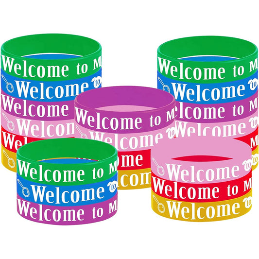 24pcs Welcome to My Class Party Rubber Bracelets Back to School Party Supplies Decorations Gifts Prize Bags Favors Silicone Wristbands