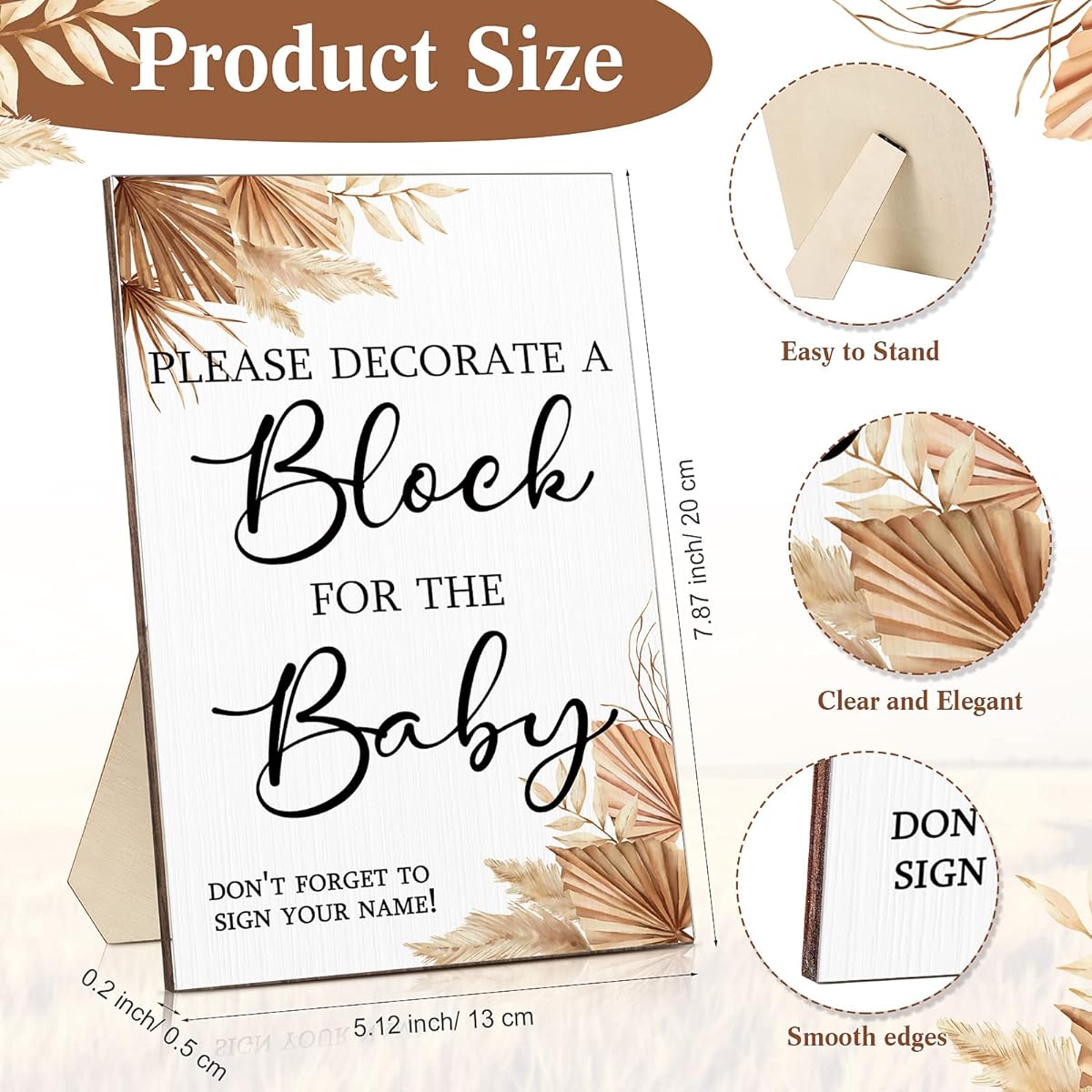 Tatuo Baby Shower Game Sign Kit with Decorative Block Game Signs, 50pcs DIY Blank Wooden Blocks, Acrylic Paint Markers for Baby Shower Prizes and Game Winners for Gender Reveal Party (75pcs)