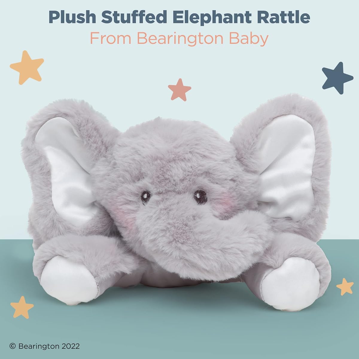 Bearington Baby Spout Stuffed Animal Elephant Rattle 8"