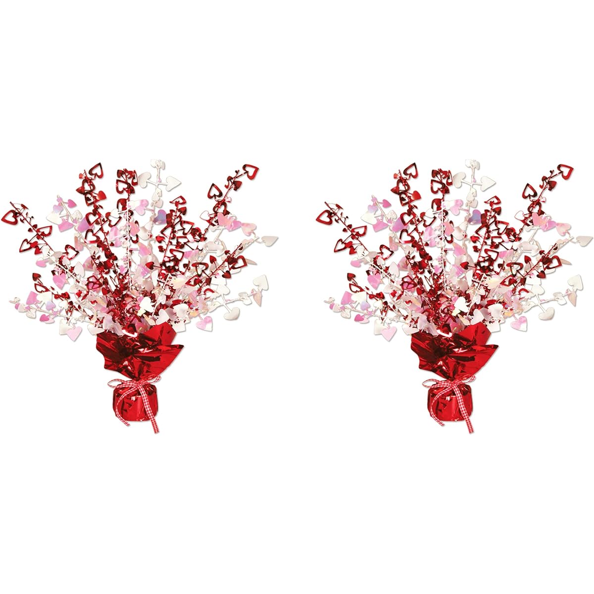 Beistle S70805AZ2 Heart Gleam 'N Burst Centerpiece 2-Piece 15" Red/Opalescent