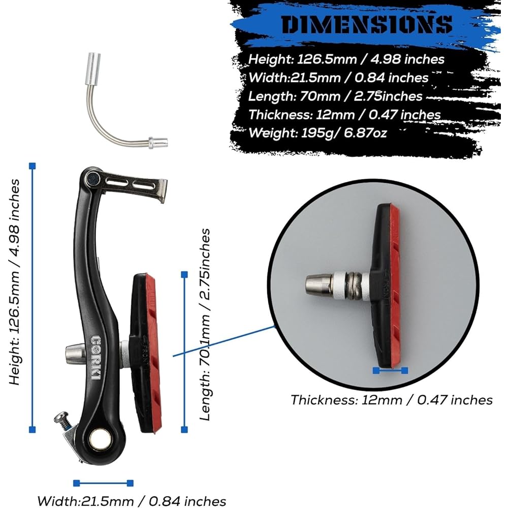 Corki Cycles Linear Mountain Bike V Brake Set Front and Rear 2 Pairs - 55mm and 70mm Brake Pads