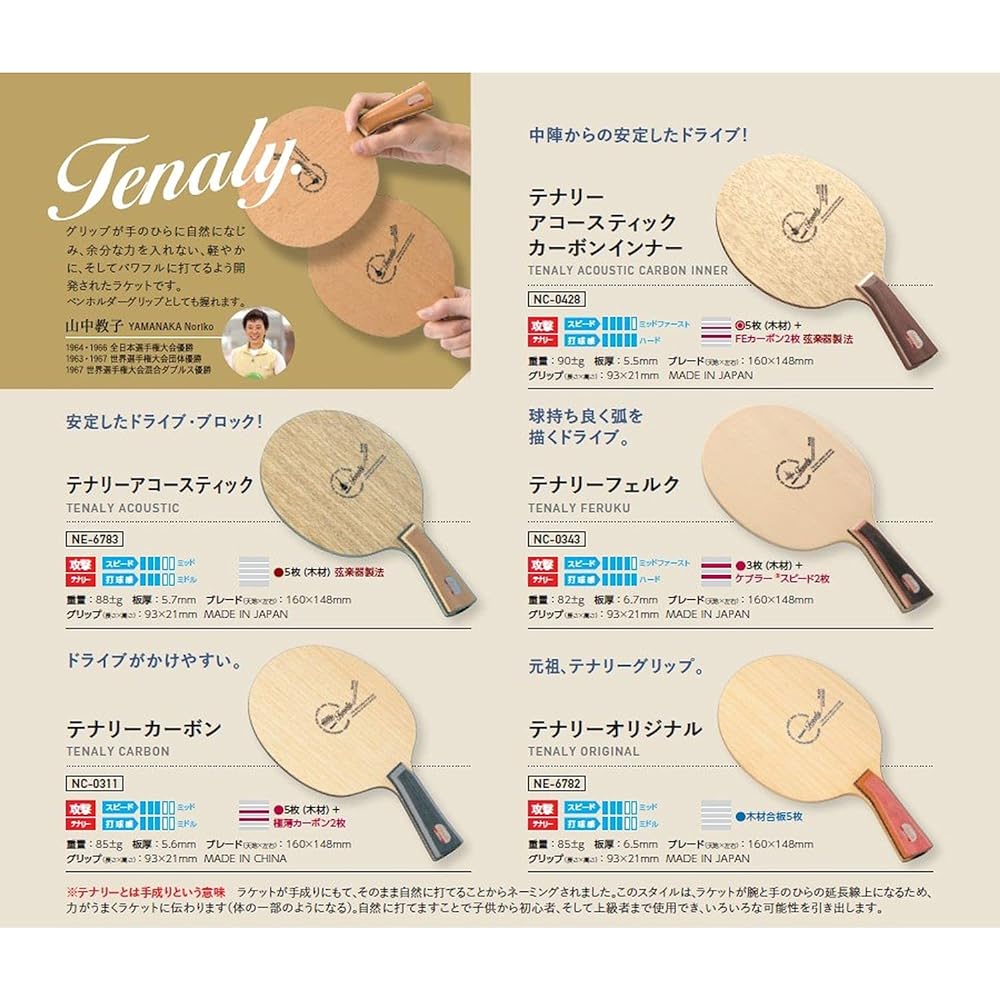 Nittaku Table Tennis Racket Tenary Acoustic Shakehand Attack 5 Pieces Plywood NE-6783