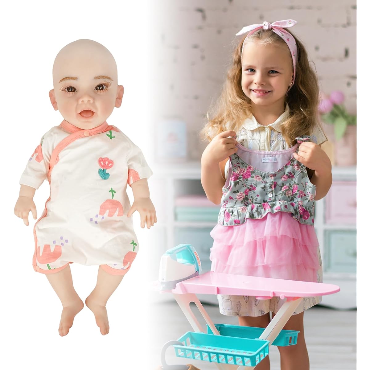 Minaky Full Silicone Reborn Doll 17.7 Inch Realistic Full Body Silicone Not Vinyl Doll Lifelike Newborn Baby Girl Gift for Kids Toddlers