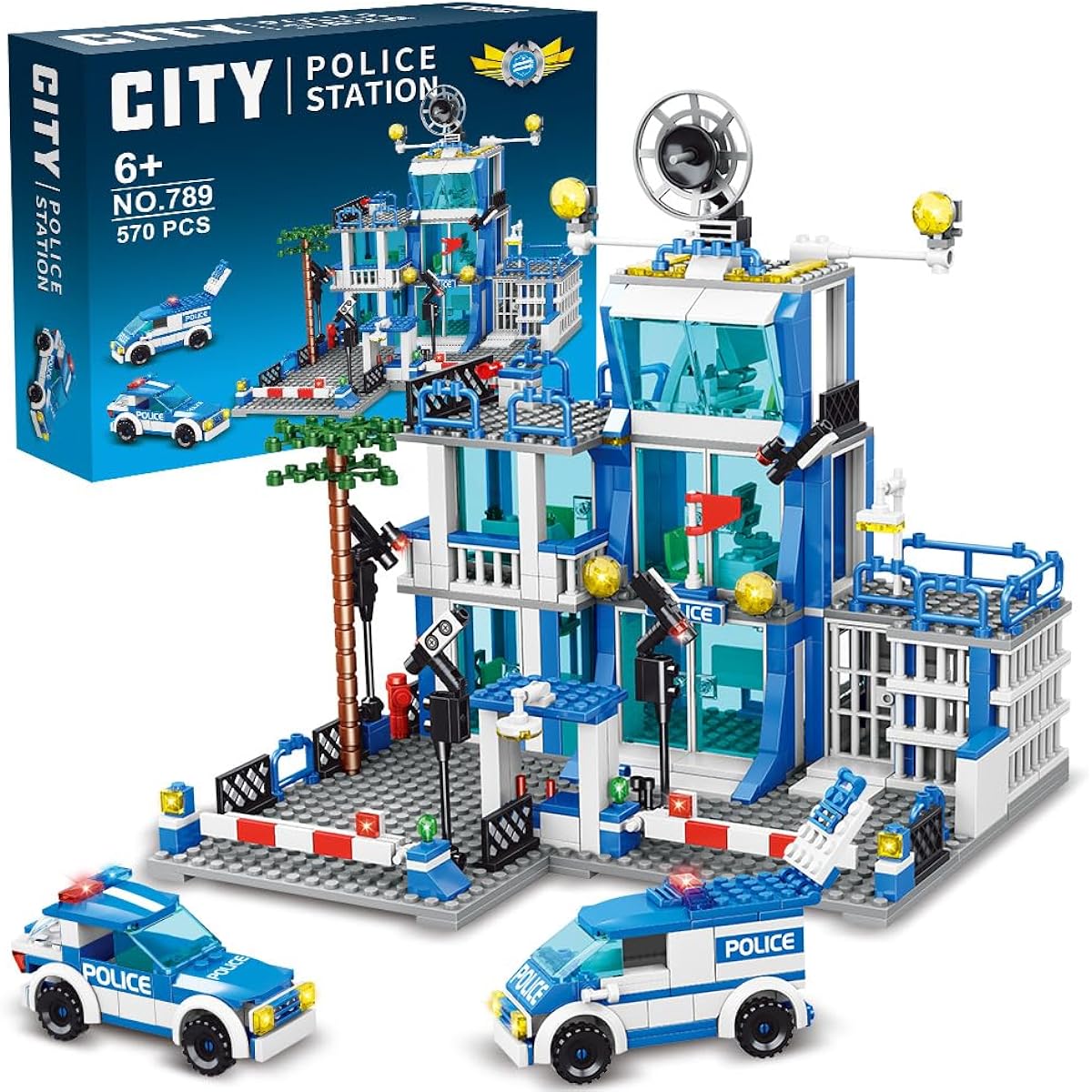 MindBox City Police Station Building Set, 570 Pieces City Police Set Toy Building Blocks Kit Gifts for Boys Ages 6-12