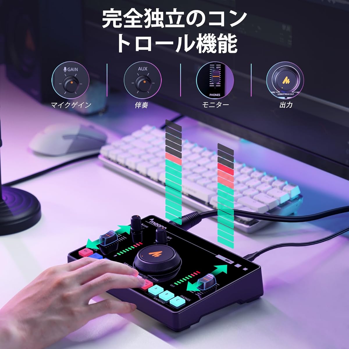 MAONO Audio Mixer Audio Interface XLR Connection Podcast Stereo Mixer Noise Canceling Bluetooth Built-in Battery Live Streaming Recording Live Condition PS4/PS5 Game Effector Processor MaonoCaster AMC2 NEO Black