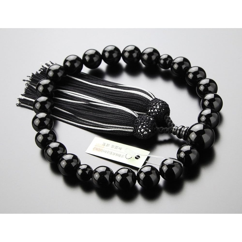 Nenju dot com ≪Paired Prayer Beads≫ Prayer beads for men (22 beads, onyx, pure silk 2-color tassels), mala beads for women (approximately 7 mm, onyx freshwater pearls, pure silk 2-color tassels) Pair set Kyoto prayer beads Prayer beads 2000500100086 Pray