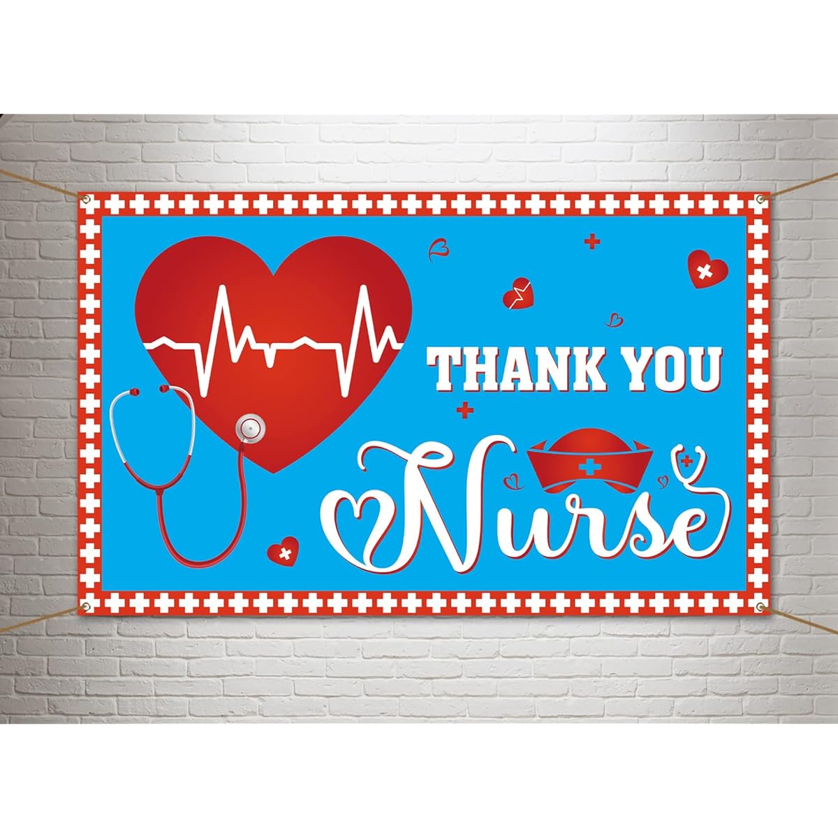 Thank You Nurses Photo Booth Backdrop Nurses Appreciation Week Party Decorations Heartbeat Hospital Photo Background Wall Decor