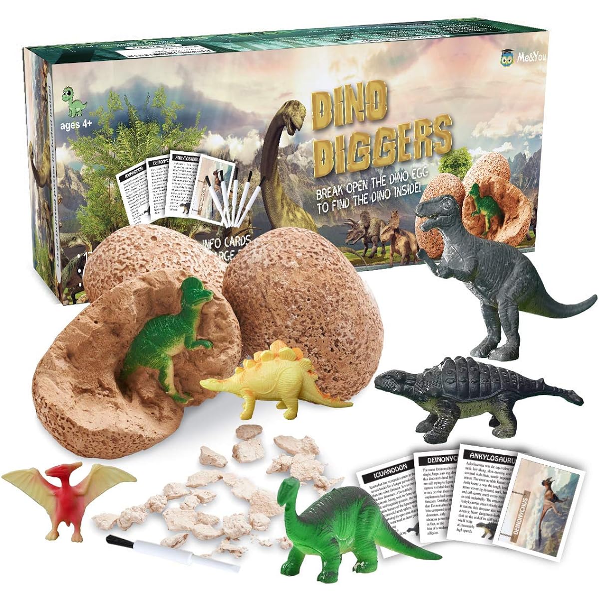 Dinosaur Toys Dinosaur Egg Dig Kit for Kids - Crack 12 Unique Dinosaur Eggs and Discover 12 Cute Dinosaurs - Easter Archaeology Science STEM Toy - Perfect Craft Gift for 3, 4, 5, 6 Year Old Boys and Girls