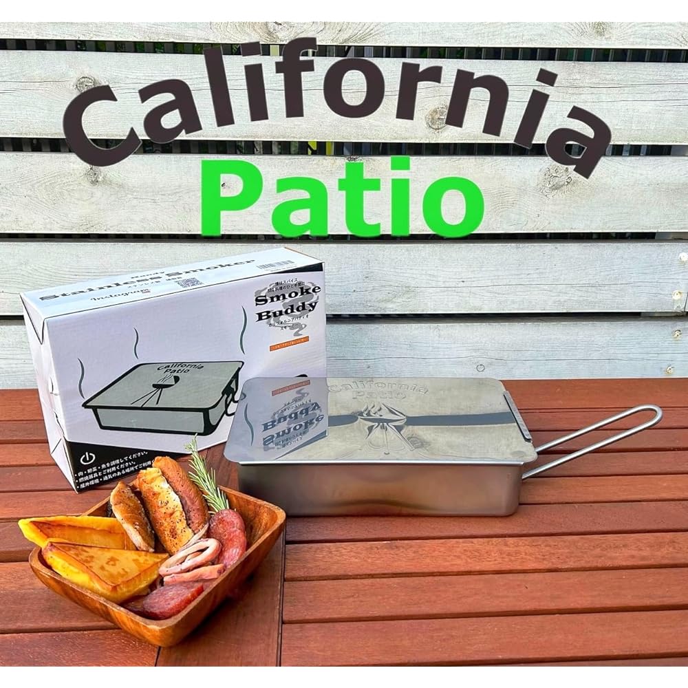 Smoker Handy stainless steel smoker Starter wood chips 300gm & Japanese version recipe included Cooking utensils Smoke camping gear Belamping Garden BBQ