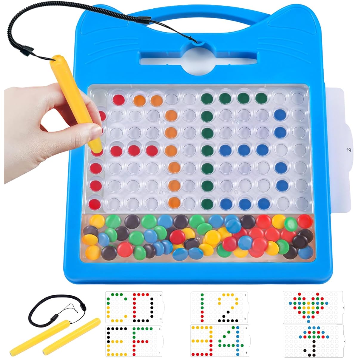 Magnetic Alphabet Letter Set for Kids Magnetic Drawing Board Magnetic Doodle Board with Pens and Dot Beads Blue Cat