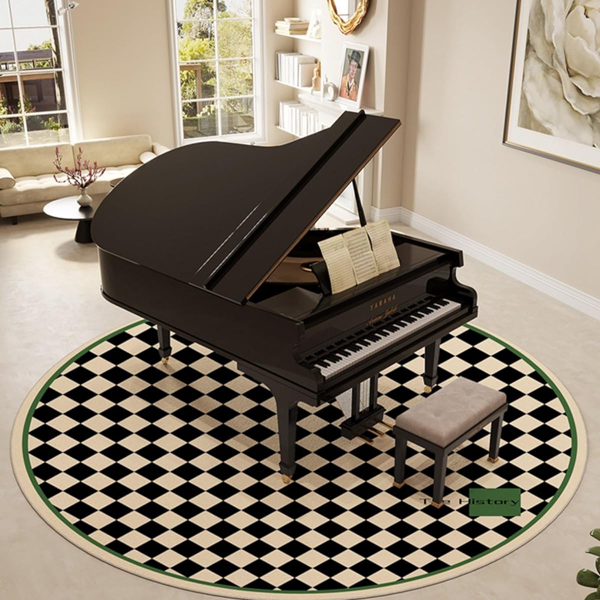 Soundproofing mat, piano soundproofing carpet, piano rug, round carpet, flooring mat, rug, scratch prevention, non-slip, noise control, chair pad, vibration absorption, for electronic piano, drums, various instruments, percussion, diameter 180cm