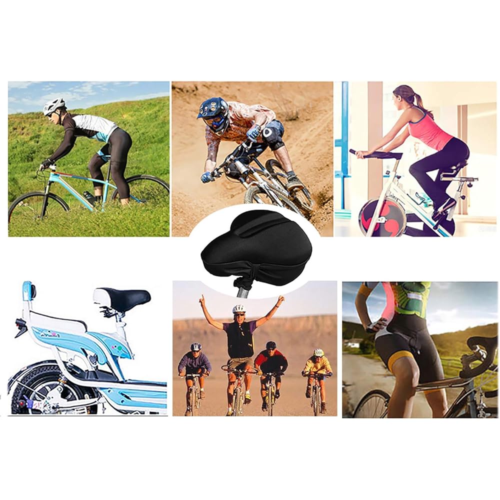 Bicycle Saddle Cover, Large Soft Saddle, Low Repulsion, Super Thick PVC, Anti-Slip, Shock Absorption, Breathable, No Pain in Your Buttocks, Doesn't Slip at All, Black, Ideal for Mom's Chari, Electric Bicycle, Light Vehicle